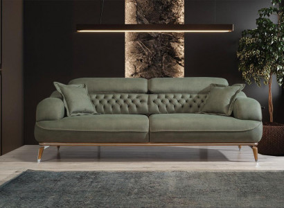 Sofa 3-Seater Gray Luxury Fabric Living Room Design Italian Style